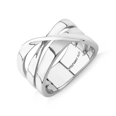 Sculpture Ribbon Crossover Ring Sterling Silver