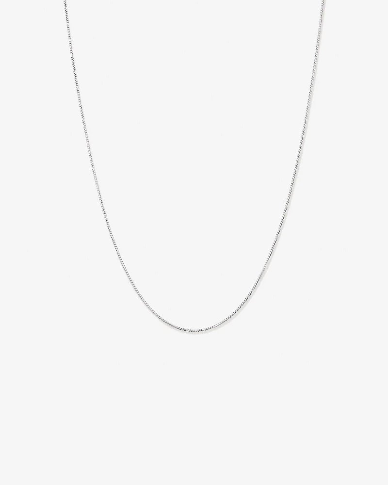 50cm (20") 1.25mm Width Round Box Chain Necklace in Sterling Silver