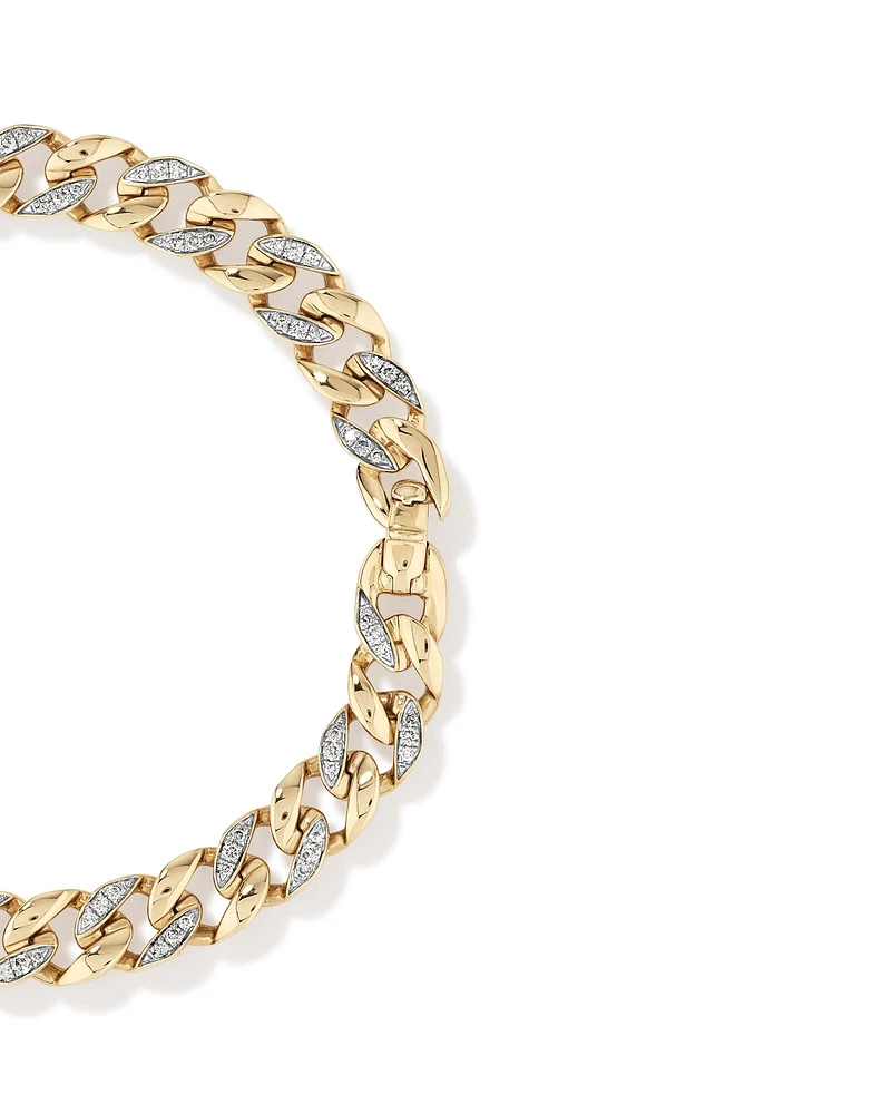 21cm (8.5") Cuban Link Bracelet with 1.00 Carat TW of Diamonds in 10kt Yellow Gold