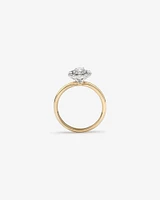0.61 Carat TW Oval Cut Diamond Marquise and Round Brilliant Halo Engagement Ring in 14kt Yellow and White Gold