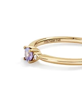 3 Stone Ring with Tanzanite & Diamonds in 10kt Yellow Gold