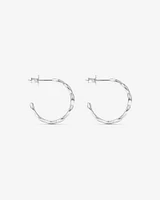 Marquise Shape Open Hoop Stud Earrings in Sterling Silver