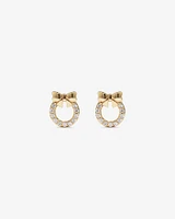 Cubic Zirconia Christmas Wreath Stud Earrings in 10kt Yellow Gold