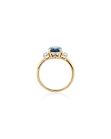 London Blue Topaz Ring with .46 Carat TW Diamonds in 14kt Yellow Gold