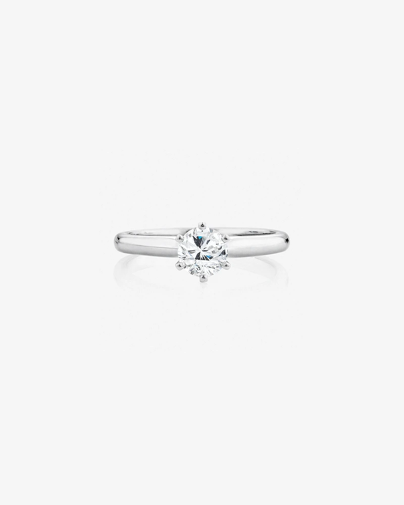 Certified Solitaire Engagement Ring with a 3/4 Carat TW Diamond in 18kt White Gold