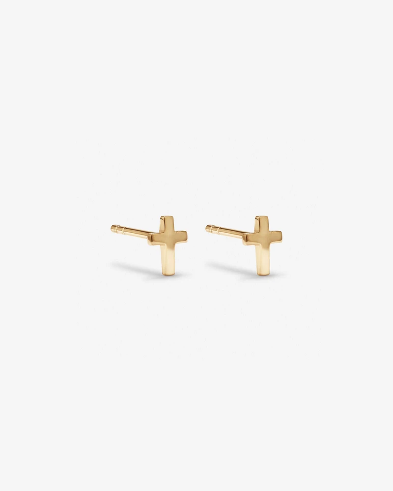 Cross Stud Earrings in 10kt Yellow Gold