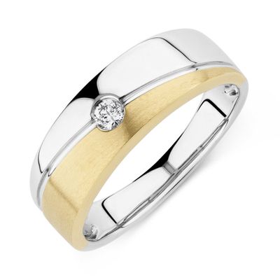 Ring with Diamond 10kt Yellow & White Gold