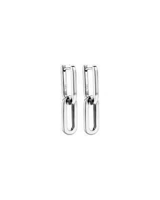 Paperclip Huggie Drop Earrings in Sterling Silver