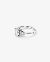 1.65 Carat TW Three Stone Oval and Pear Shaped Laboratory-Grown Diamond Engagement Ring in 14kt White Gold