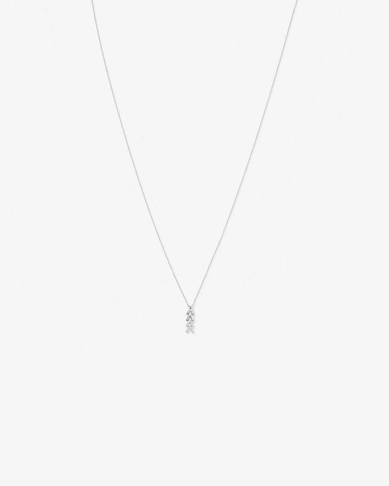 Cubic Zirconia Chevron Pendant Necklace in Sterling Silver