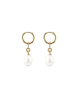 Drop Earrings with Cultured Freshwater Baroque Pearl in 10kt Yellow Gold