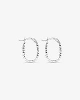 Diamond Cut Paperclip Hoop Huggie Earrings in Sterling Silver