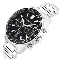 Men's Chronograph Stainless Steel Watch with Black Dial