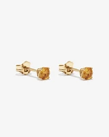 Clous d'oreilles en or jaune 10 carats avec pierre de naissance en citrine