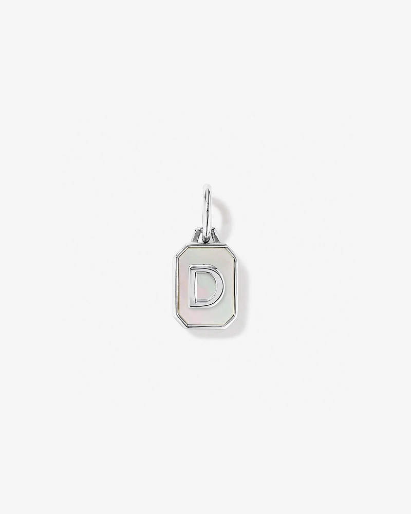 Letter F Mother of Pearl Initial Pendant in Sterling Silver