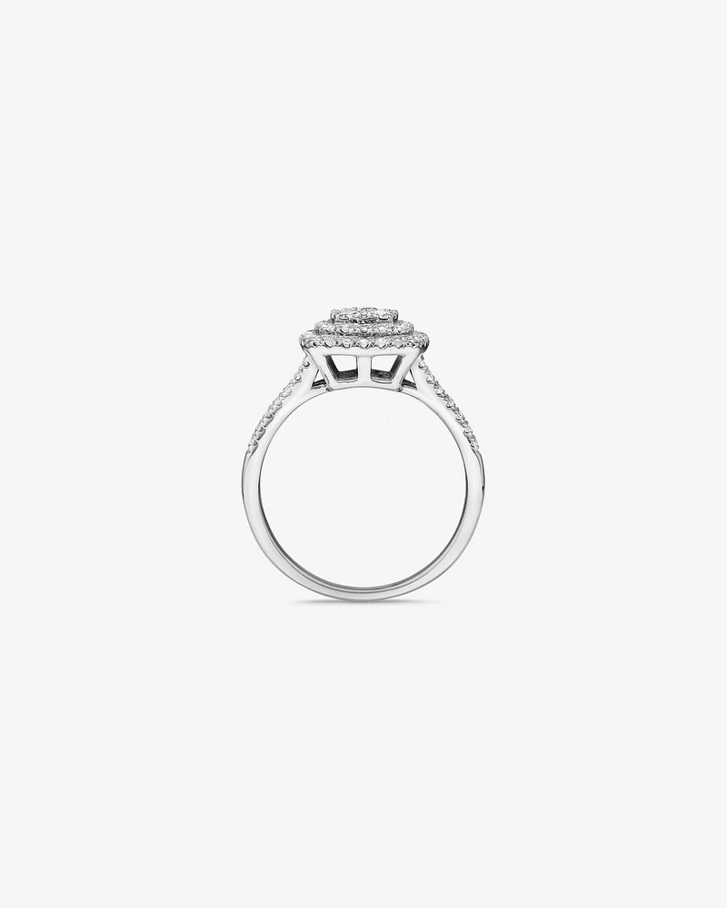 0.65 Carat TW Cushion Cluster Halo Diamond Ring in 10kt White Gold