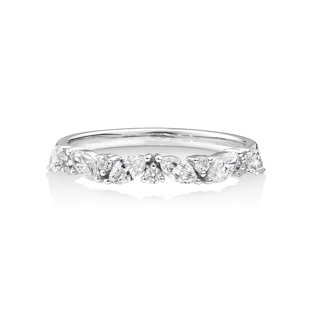 Wedding Ring with 0.56 Carat TW Diamonds in 14kt White Gold