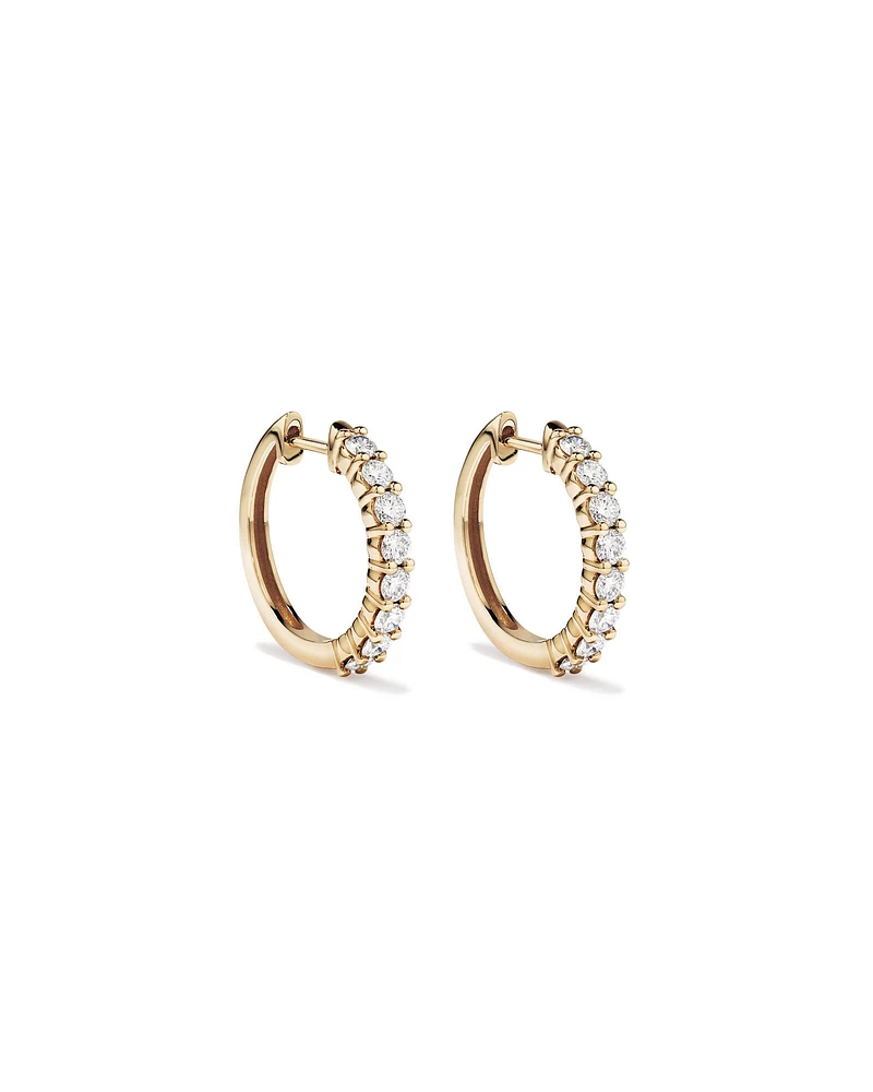 1.00 Carat TW Laboratory-Grown Diamond Hoop Huggie Earrings in 10kt Yellow Gold