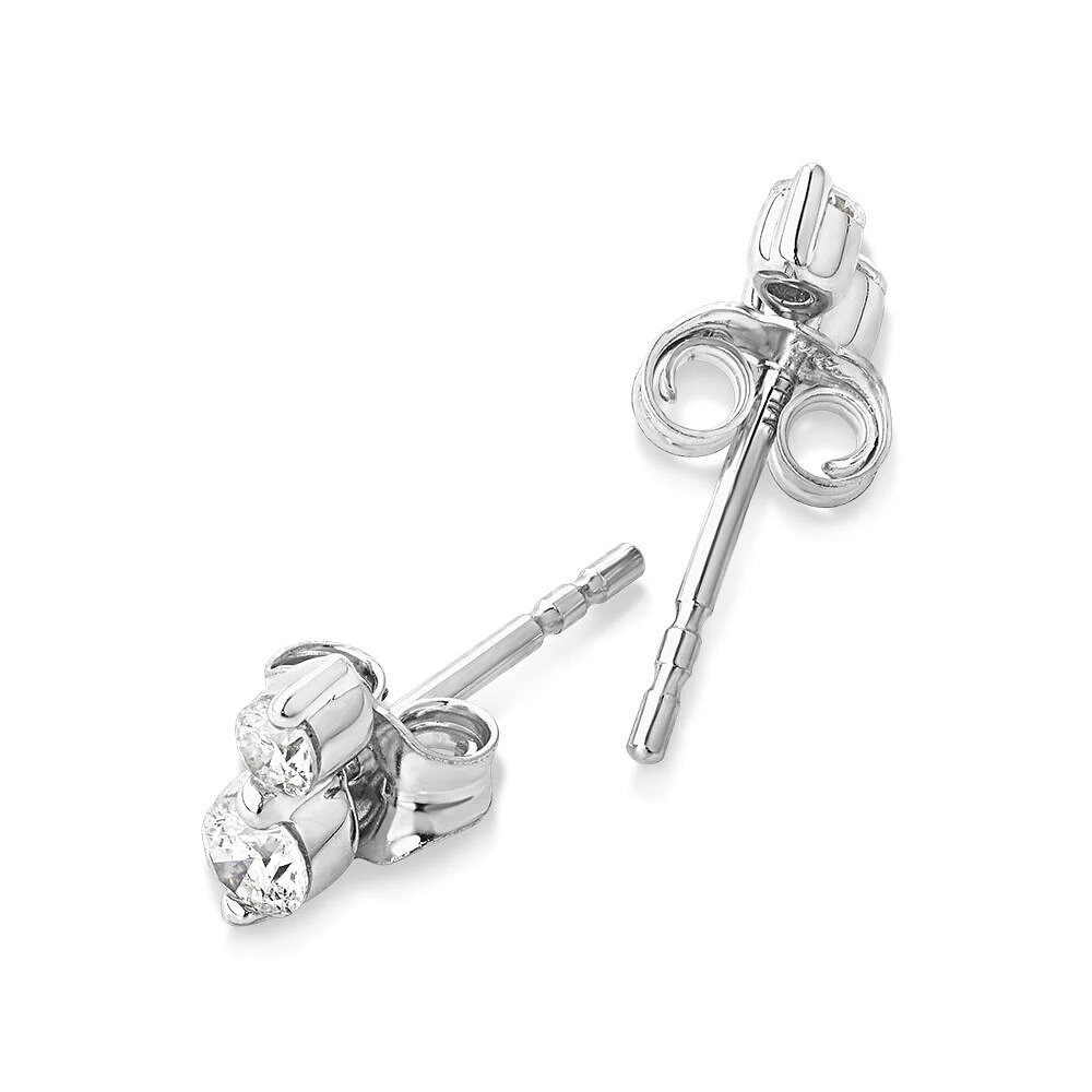 Double Stud Earrings with .28 Carat TW Diamonds in 10kt  White Gold