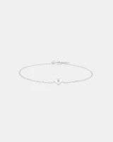 Mini Heart Bracelet with .004TW of Diamonds in Silver