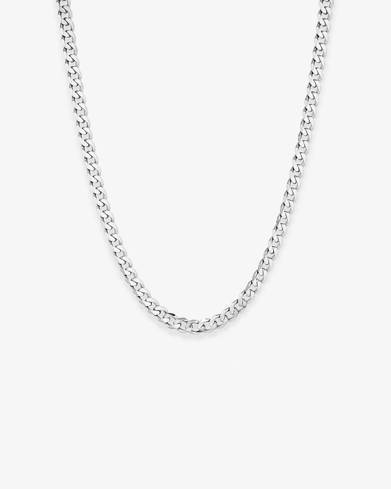 55cm (22") 7.20mm Width Bevelled Curb Chain Necklace in Sterling Silver