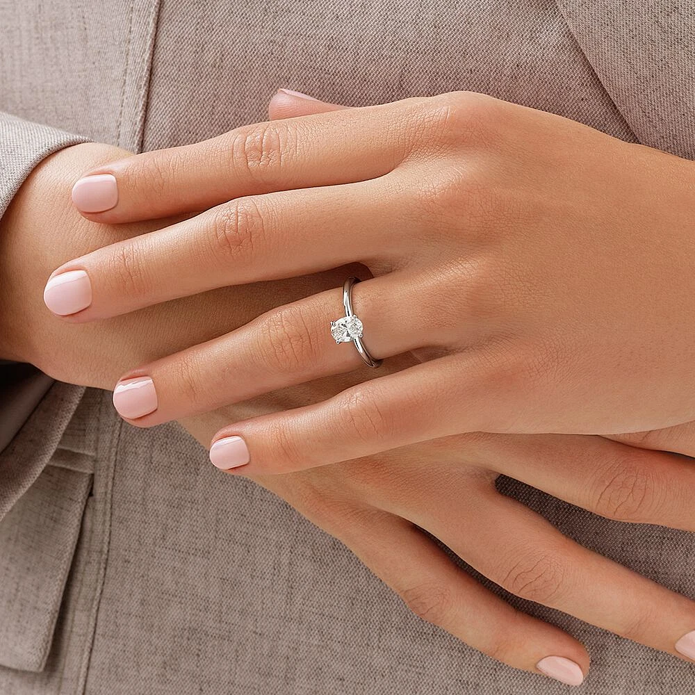 Solitaire Engagement Ring with Carat TW of Laboratory-Grown Diamond in 14kt White Gold