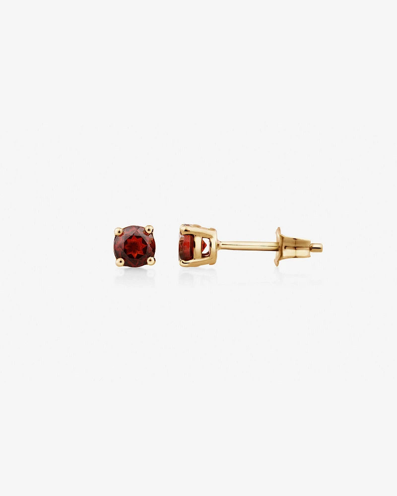 Stud Earrings with Rhodolite Garnet in 10kt Yellow Gold