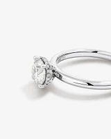 1.05 Carat TW Round Brilliant Diamond Solitaire Pave Hidden Halo Engagement Ring in Platinum