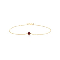 19cm (7.5")  Bracelet with Garnet in 10kt Yellow Gold