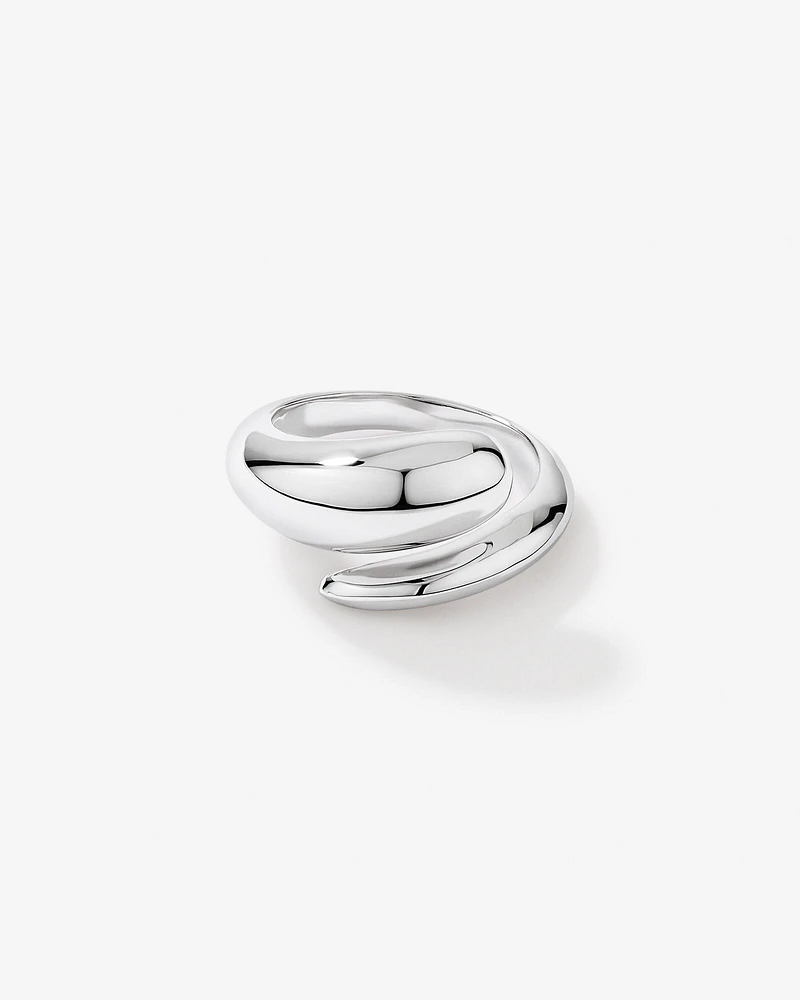 Tapered Dome Open Bypass Ring in Sterling Silver