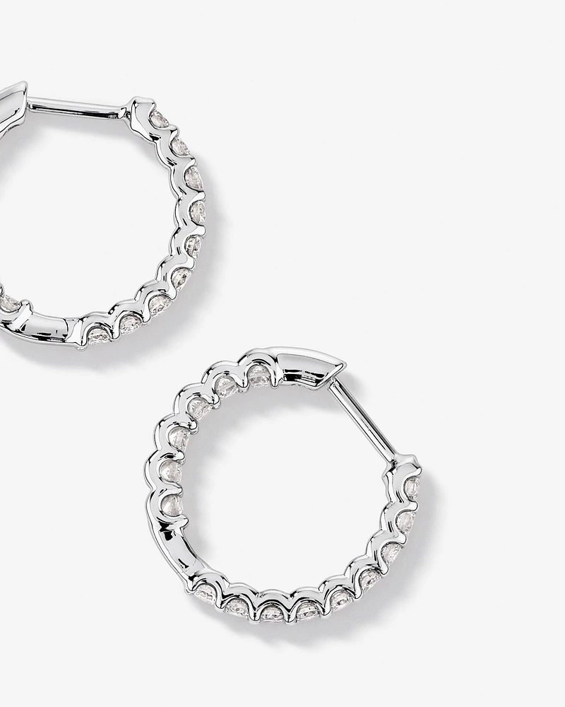 Carat TW Laboratory-Grown Diamond Hoop Earrings Set in 10kt White Gold