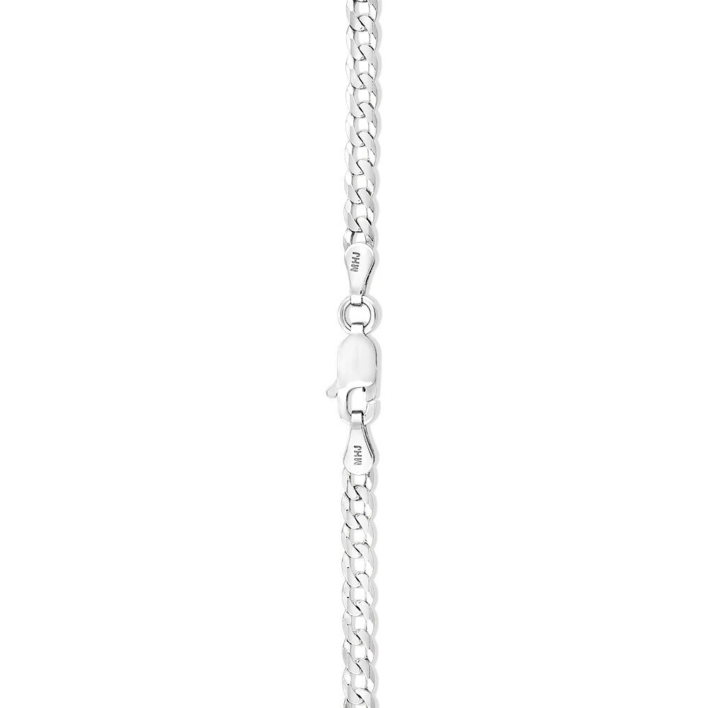 3mm Wide Flat Curb Chain Bracelet in 10kt White Gold