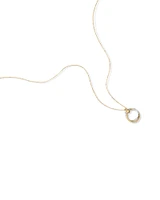 Two-Tone Double Circle Pendant Hammered Finish Necklace in 10kt White and Yellow Gold