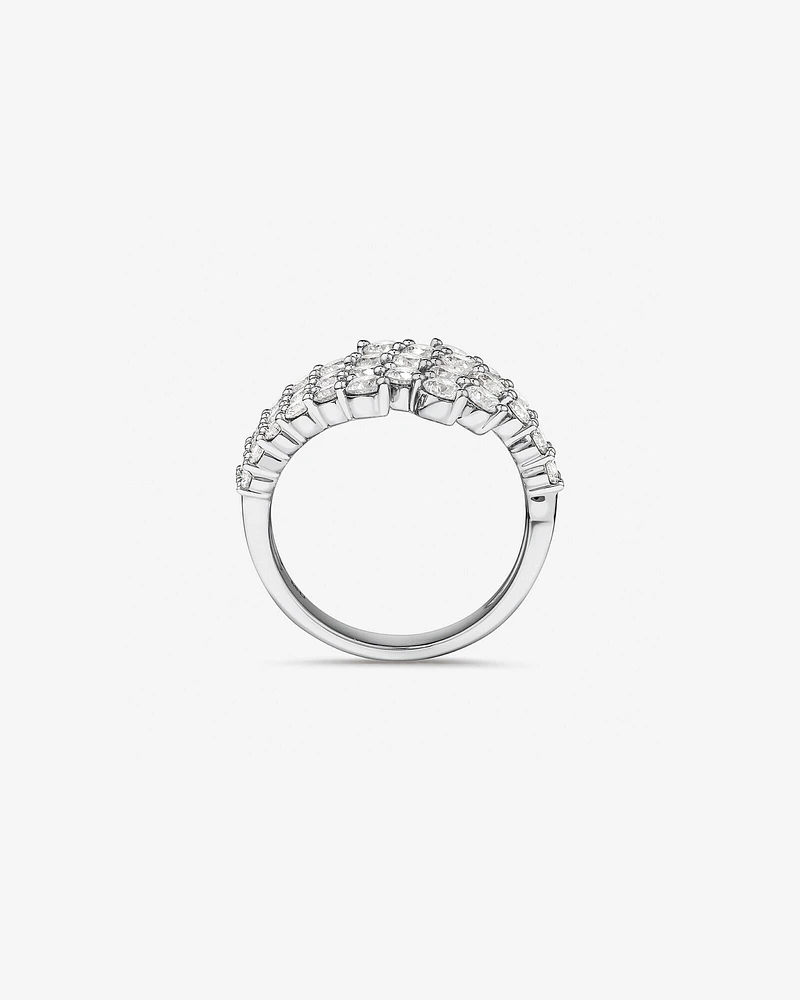 2,00 carats TW Bague bypass éventail graduée en diamant en or blanc 18kt