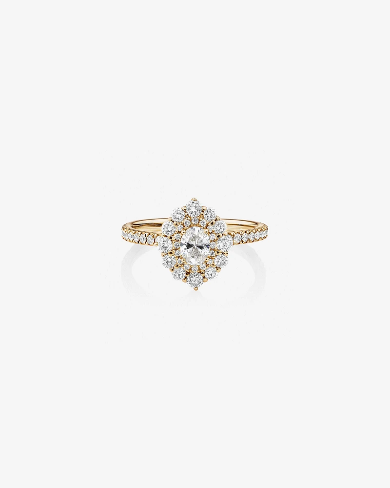 Sir Michael Hill Designer Oval Engagement Ring with 0.92 Carat TW Diamonds in 18kt Gold