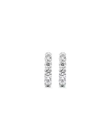 Carat TW Laboratory-Grown Diamond Hoop Earrings Set in 10kt White Gold