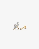 Diamond Snake Flat Back Helix Stud Earring in 10kt Yellow Gold