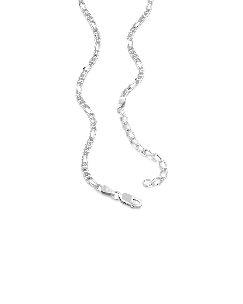 50cm 3mm Width Figaro Chain In Sterling Silver