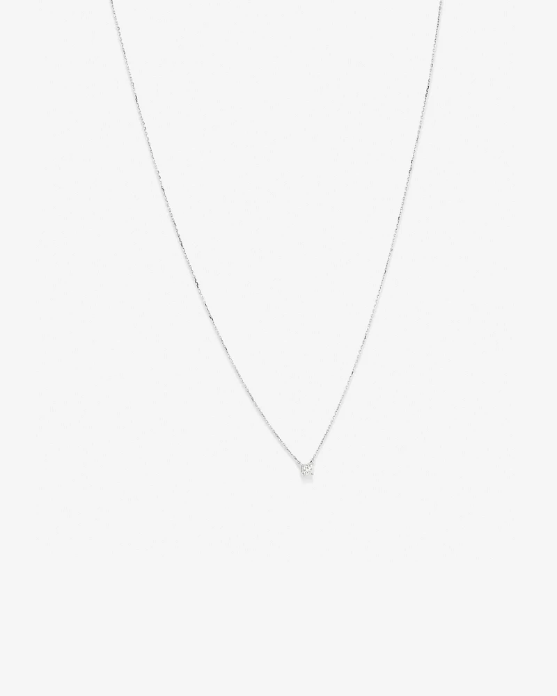 0.25 Carat TW Princess Cut Diamond Solitaire Necklace in 18kt White Gold