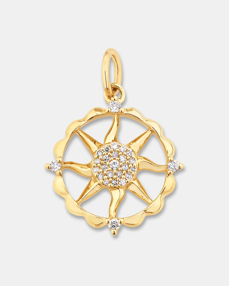 Sun Pendant with 0.11 Carat TW of Diamonds in 10kt Yellow Gold