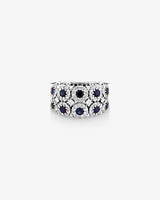2 Row Bubble Ring with Sapphire and .75 Carat TW Diamonds in 14kt White Gold