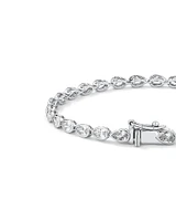 Pear Shaped Cubic Zirconia Bezel Set Tennis Bracelet in Sterling Silver