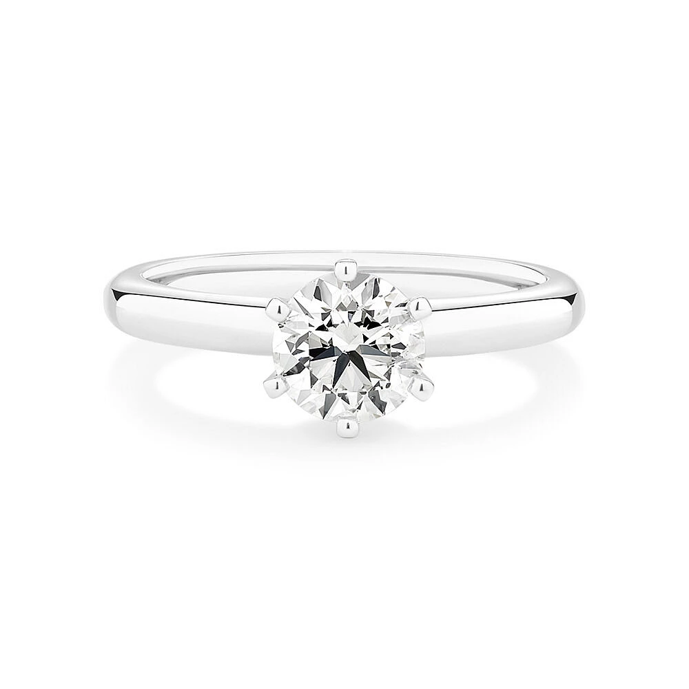 Certified Solitaire Engagement Ring with a 1 Carat TW Diamond in 18kt White Gold