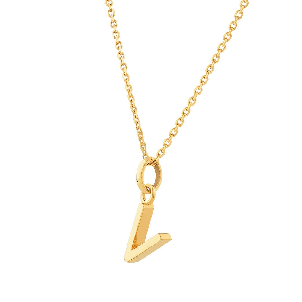 "H" Initial Pendant with Chain in 10kt Yellow Gold