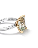 Ring with Green Amethyst in Sterling Silver & 10kt Yellow Gold