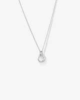 Circle Pendant and Chain with Cubic Zirconia in Sterling Silver