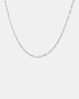 3.7mm Wide Hollow Paperclip Chain in 10kt White Gold