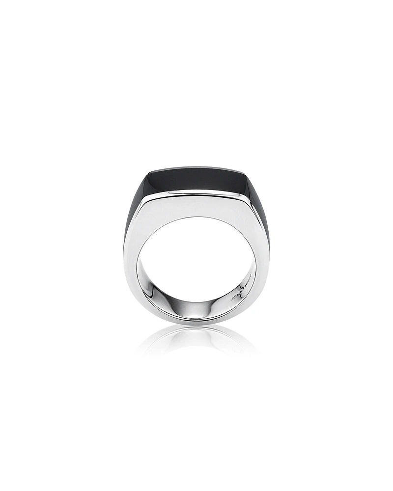 Men's Ring with Black Onyx in Sterling Silver