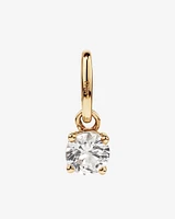 Round Created White Sapphire Birthstone Pendant in 10kt Yellow Gold