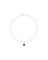 Collier Pendentif Halo En Grenat Rouge Taille Coussin Et Diamants En Or Jaune 10 Carats